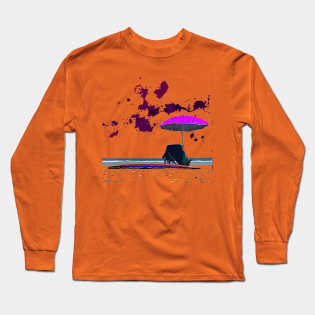 Surf The Wall Beach Chair Gonzo Long Sleeve T-Shirt by Surf The Wall